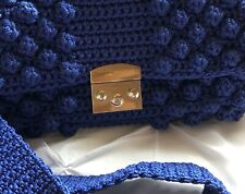 Damenhandtasche blau, gefüttert, mit silberfarbenem Schloß