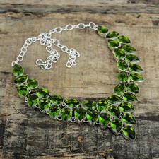 Edelstein Peridot Handarbeit 925 Sterling Silber Halskette verstellbar Schmuck Geschenke
