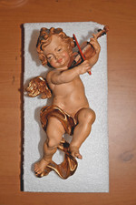 Putte Engel mit Geige handgeschnitzt 23 cm