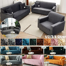 1/2/3/4 Sitzer Samt Sofabezug L Form Ecksofa Stretch Sofa Überzug Couchbezug DE