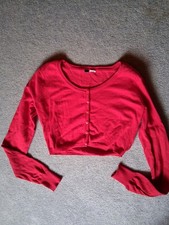 Strickjacke kurz Bolero langarm rot H&M S 36