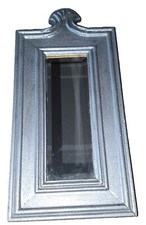 Wand Spiegel schmaler Holzrahmenspiegel ehem. gold - Silber hammerschlag Unikat