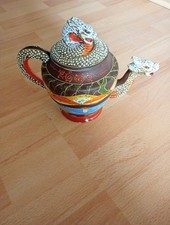 Japanische Teekanne,teils handbemalt ca. 60 er Jahre, Drachenauslauf