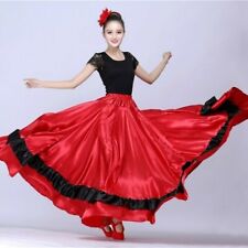 Damen Satin Tanzrock Spanischer Flamenco Moderne Rüschen Ballsaal Kostüm