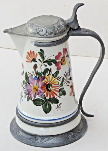 Vintage kanne mit zinndeckel - vintage-kanne,