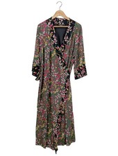 ANNASCHOLZ Wickelkleid Damen Kleid Gr. DE 52 hellgrau-pink-blassgelb Casual-Look