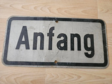 Blech-Schild Deutsche  Reichsbahn  " Anfang "