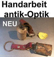 GLOCKE ANTIK OPTIK KUHGLOCKE ZIEGENGLOCKE HANDARBEIT DEKO LEDERRIEMEN SCHELLE