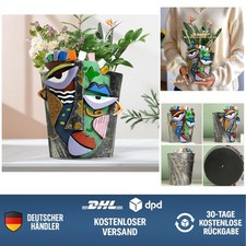 Blumentopf Gesicht Bunt Harz