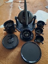 Gebrauchtes, schwarzes Teeservice im Luigi Colani Design, von Friesland Porzelan