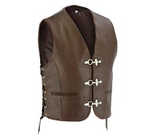 Herren Lederweste Kutte Motorrad Biker Leder Weste Clubweste Chopper Weste LE3CO