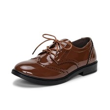 Damengröße 6,5 (41) Vintage Lackleder Brogues - Budapester Oxford-Schuhe, niedriger Absatz