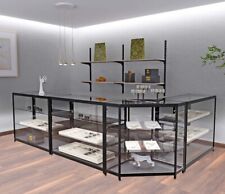 Aigentli.ch Vollglas Thekenvitrinen Schwarz, Set