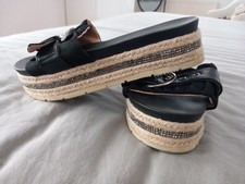 Plateau Pantoletten Damen Sandalen Slipper, Schwarz, Größe 39