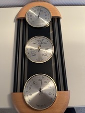 Wetterstation mit Barometer, Thermometer und Hygrometer, aus Holz, 43 cm hoch