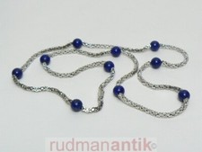 lange HALSKETTE KÖNIGSKETTE WEISSGOLD 750 mit 10 LAPISLAZULIPERLEN - punziert