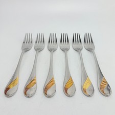WMF Charme bicolor Gold 6 Speisegabeln Gabeln Cromargan Golddekor L 19,5 cm
