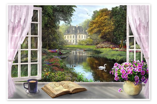 Poster fenster mit idyllischem - fenster,