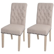 B-Ware 2er-Set Esszimmerstuhl MCW-O66, Chesterfield Nieten Stoff/Textil, beige