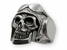 Totenkopf Finger-Ring Edelstahl Bandring Freimaurer Templer Herren Biker 