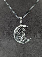 Silber Drache im Mond Kette