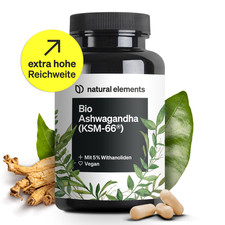 natural elements Bio-Ashwagandha – KSM-66® Premiumrohstoff –5% Withanolid-Gehalt
