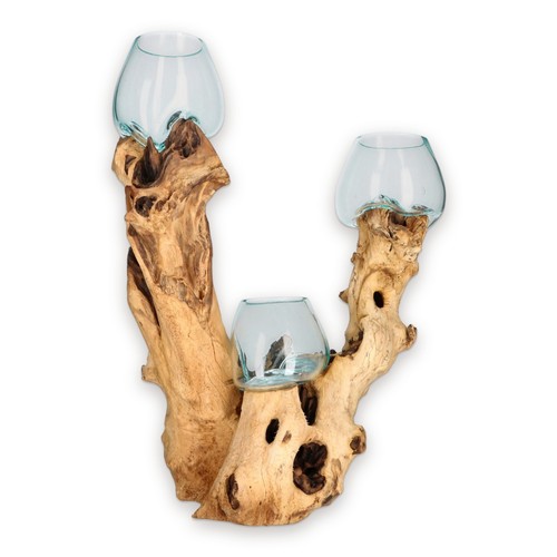 Wurzelholz deko mit glas groß - deko,