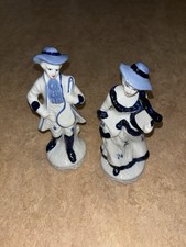 Porzellanfigur Set Frau/Mann Blau Dekoratives Set Porzellan Musiker Figuren Deko