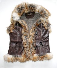 Leather Kunstleder Julia S. Roma Weste Vest Merino-Fur Pelz Veggie-Leder Gr. 36