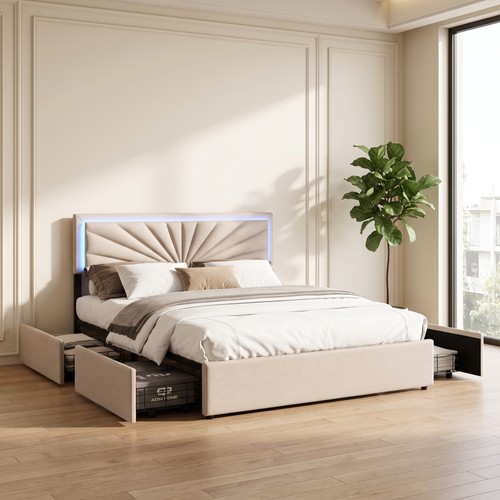 Polsterbett 160x200cm mit - , led