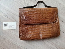 VINTAGE Echt Kroko Krokodilleder  Handtasche -Braun-mit IRV Plombe Krokotasche 