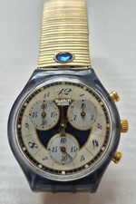 SWATCH VOLUPTE Vintage, 90er Jahre, Chronograph, goldfarbenes Metallflex-Band