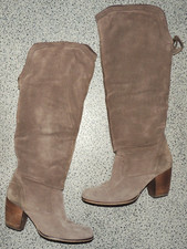 Damen Stiefel Veloursleder Braun Absatz Reißverschluss Gr. 39 C&A Yessica