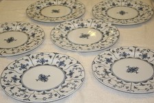 Strohblume Indisch Blau 6 Speiseteller gew. Rand 27 cm Historisch