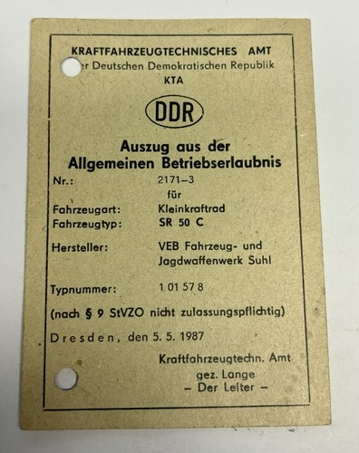 Registrierschein