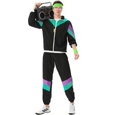 MAASKANTJE "Gärry" Retro 90er Jahre Trainingsanzug Kostüm schwarz türkis neu