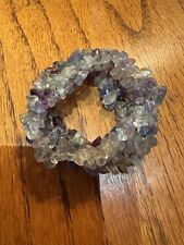 3x Armband, Heil-Stein Armbänder, Jade, Regenbogen-Fluorid, Amethyst, grün/ lila