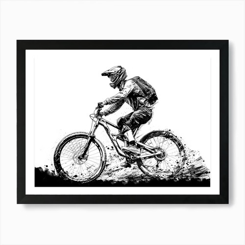 Mountainbiker sport kunstdruck - mountainbiker,