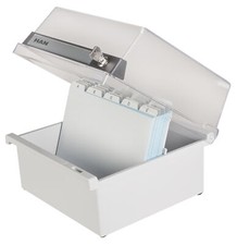 Karteikasten abschließbar lichtgrau für 800 Karten A5 quer Karteibox 965 HAN