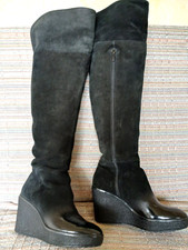 Ausgefallene Overknee Stiefel von Geox, echtes Wildleder mit Lackspitze Gr 38/39