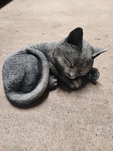 Steinfigur katze schlafend - katze,
