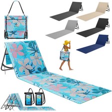 KESSER® Strandmatte Strandliege mit Rückenlehne + Handyhülle Tasche Sonnenliege