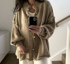 Oversize Cardigan Beige Brown