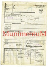 Frachtbrief PLÜDERHAUSEN Aktiengesellschaft Schüle-Hohenlohe n. MERKLINGEN 1939
