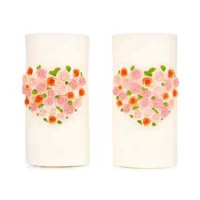 ELAMBIA 2 LED-Kerzen Rosenherz 5h-Timerfunktion Höhe 15cm, Ø 7,5cm