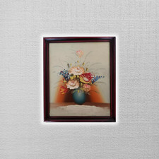 ORIGINAL Ölgemälde auf Karton inkl. Rahmen | Stillleben/Blumenvase | 22x26 cm