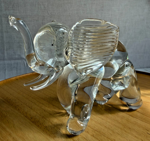 Vintage glaselefant klarglas - glaselefant,