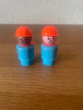 2x Fisher Price Little People Figur Vintage Retro  Bauarbeiter 80erJahre