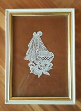 Wunderschön gerahmtes Bild  Stickerei zur Geburt Babywiege Taufe Geschenk Baby