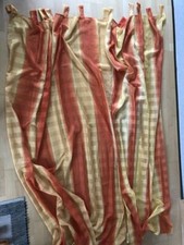 2 Dekoschals, Gardine, orange gelb, jeweils ca. 1,42 m breit x 2,45 m lang